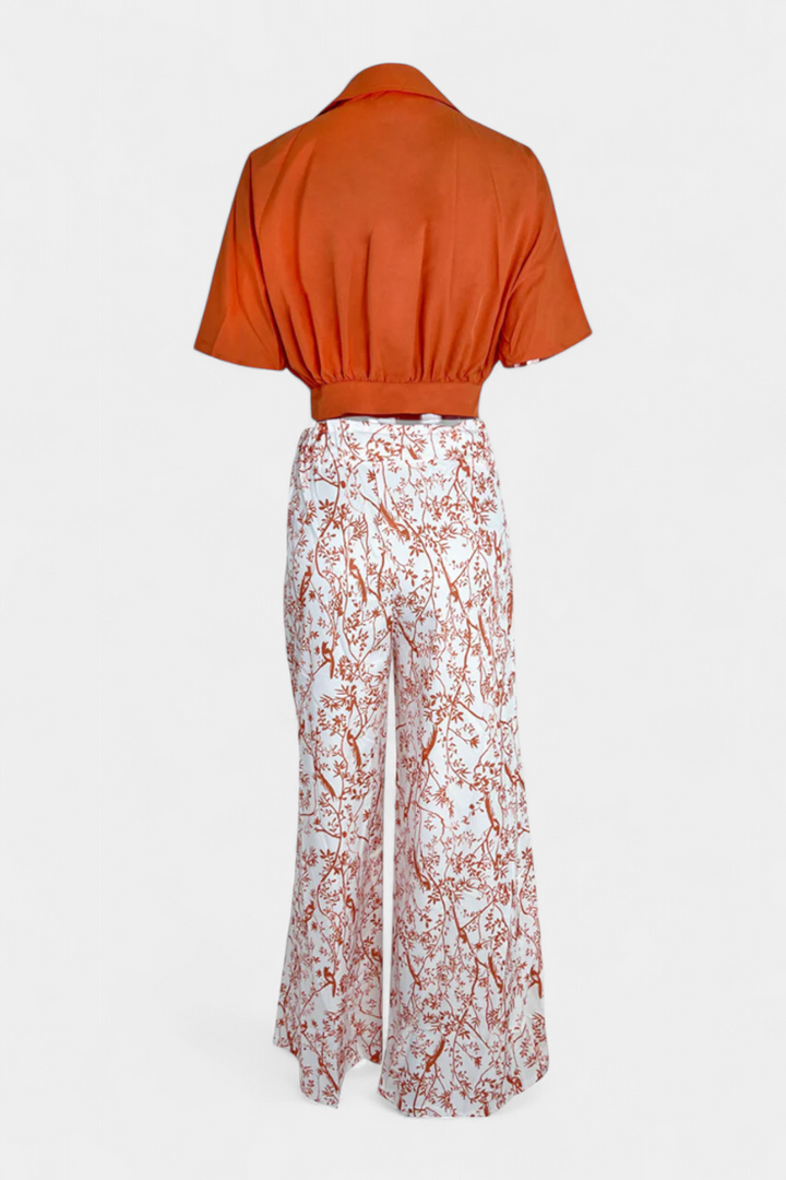 Oli Conjunto Boho de Cuello en V y Pierna Ancha