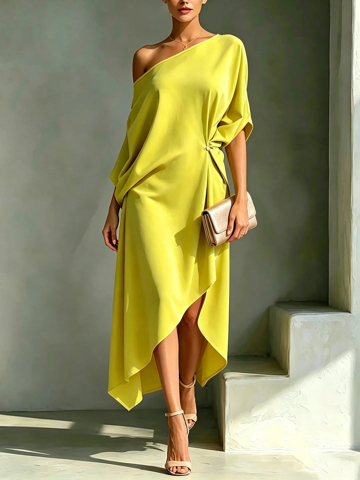Camila™ | Vestido Fluido Asimétrico de Elegancia Atemporal