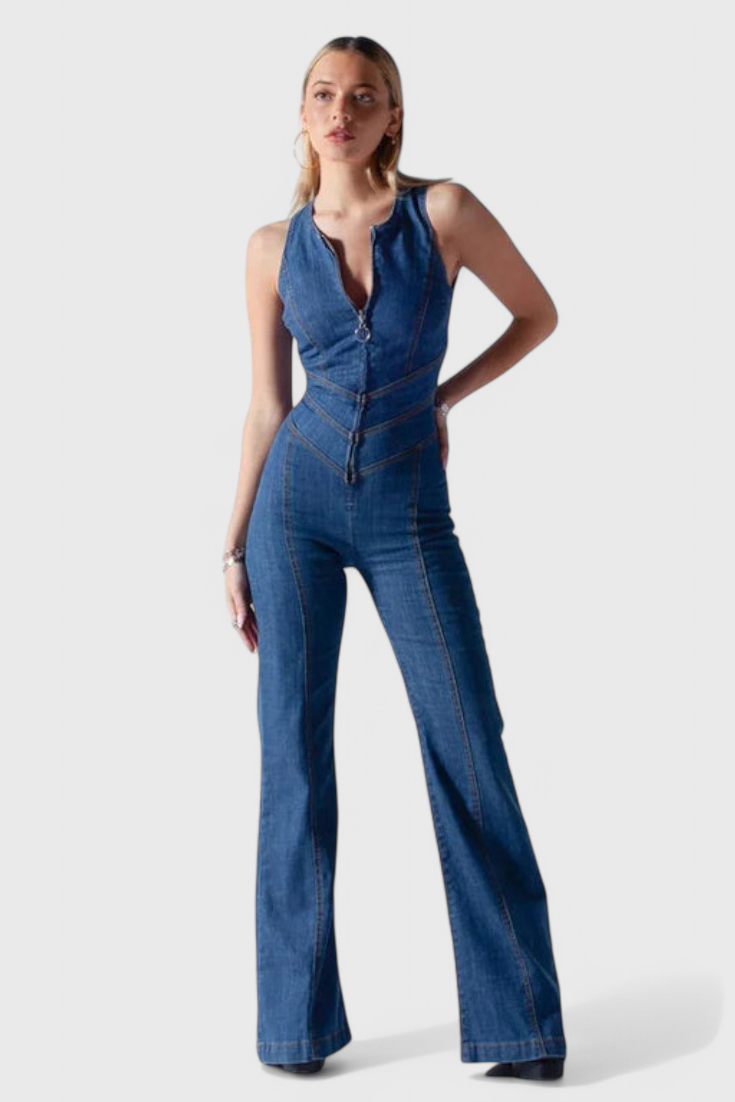 Maisie Mono de mezclilla con corte en forma de corazón