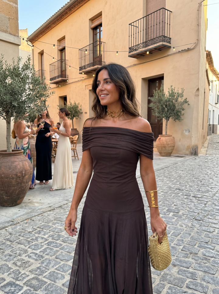 Carla™ | Vestido Maxi Elegante Off-Shoulder