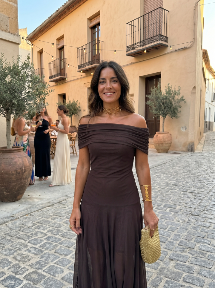 Carla™ | Vestido Maxi Elegante Off-Shoulder