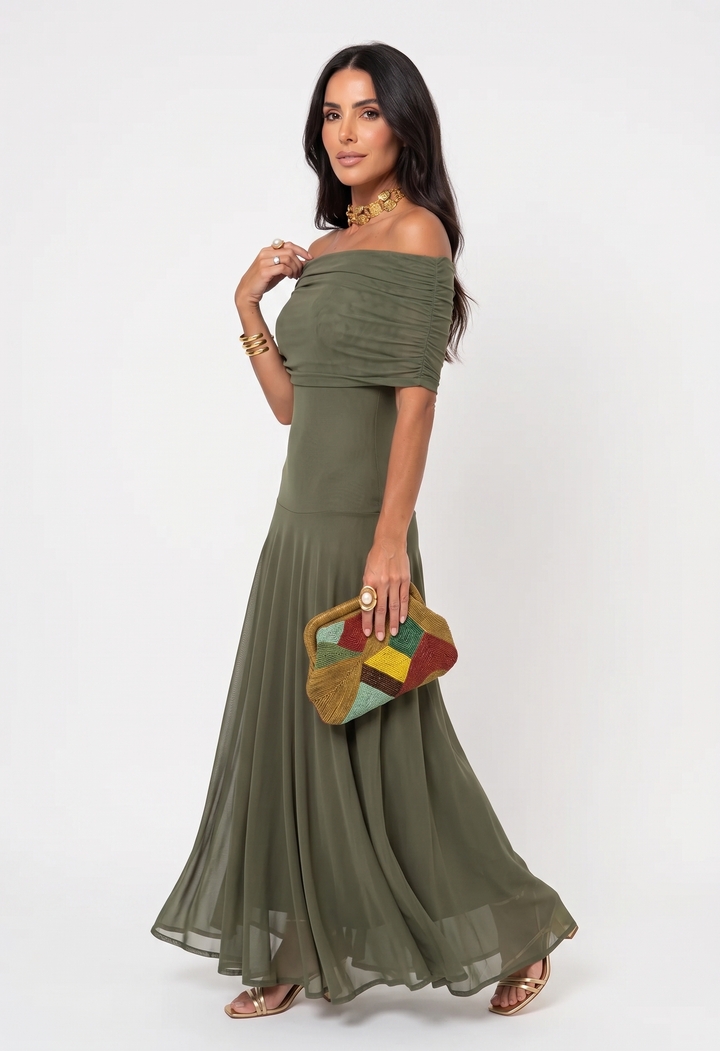 Carla™ | Vestido Maxi Elegante Off-Shoulder