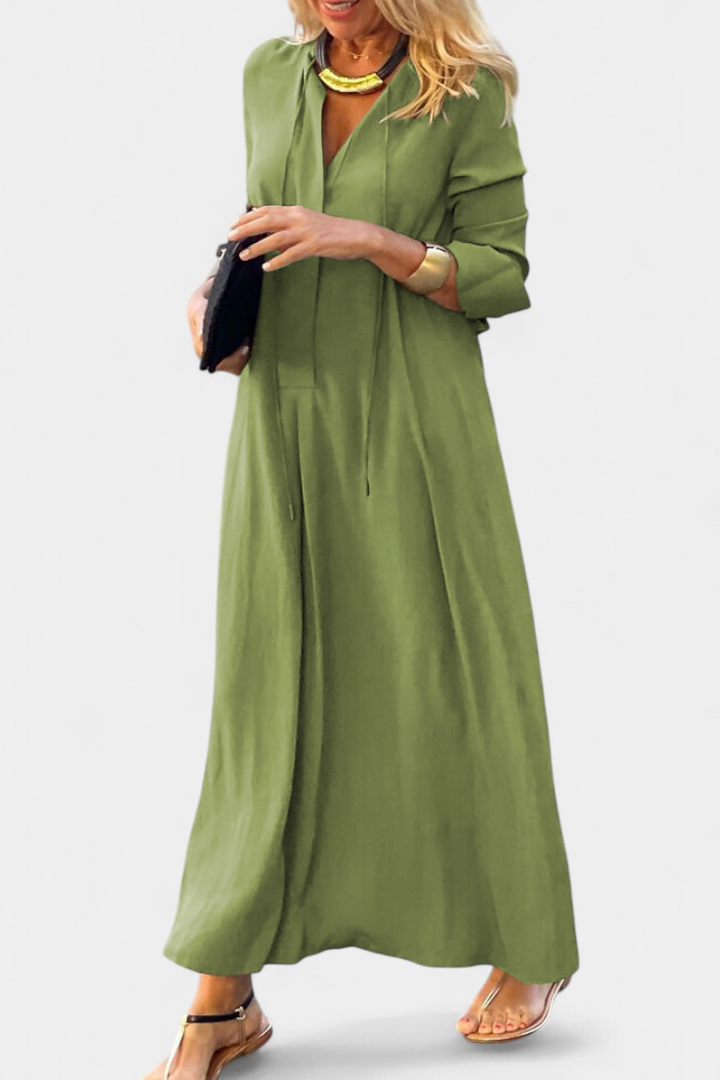 Verónica Vestido de Manga Larga con Escote en V