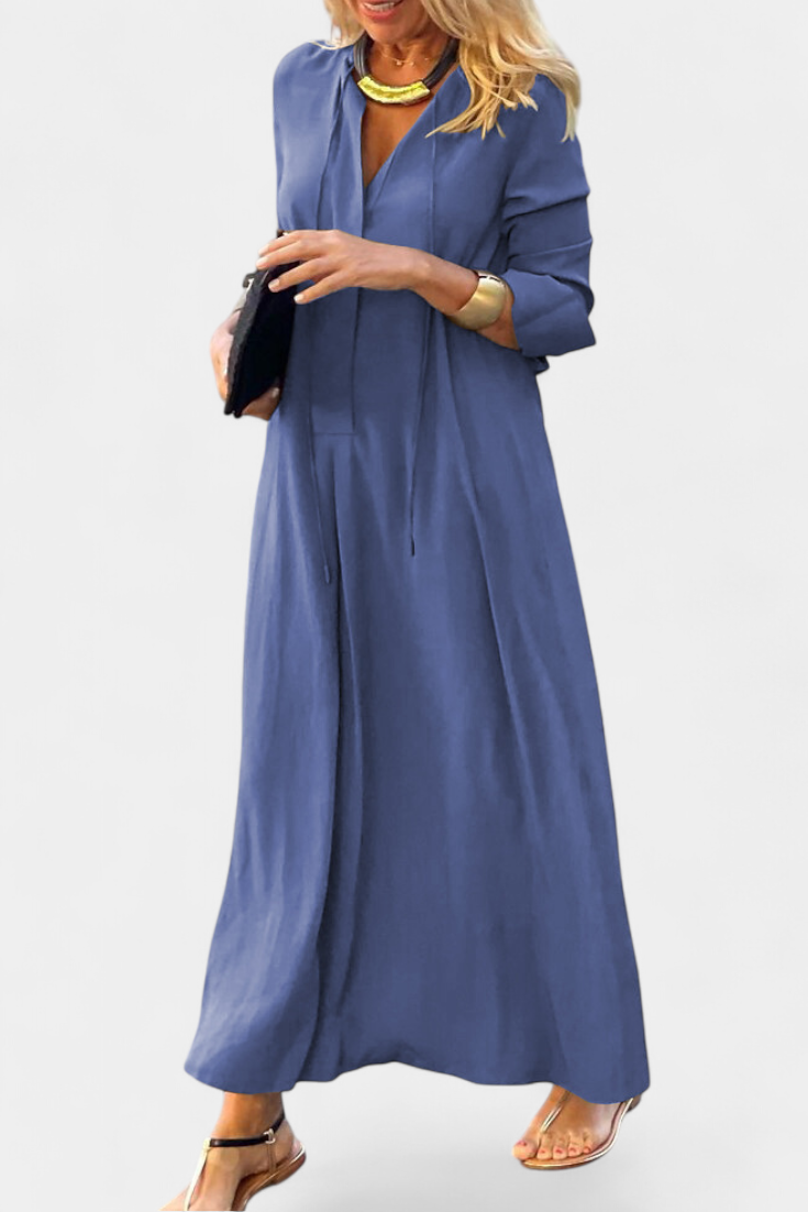 Verónica Vestido de Manga Larga con Escote en V