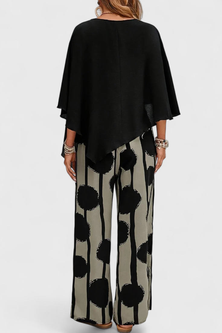 Aleida Conjunto Asimétrico con Top y Pantalón Estampado