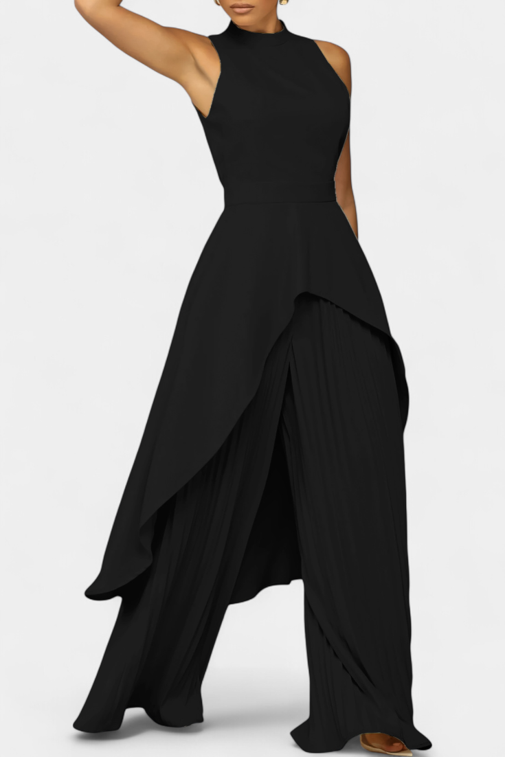 Chrysoula Conjunto Asimétrico con Pantalón Plisado