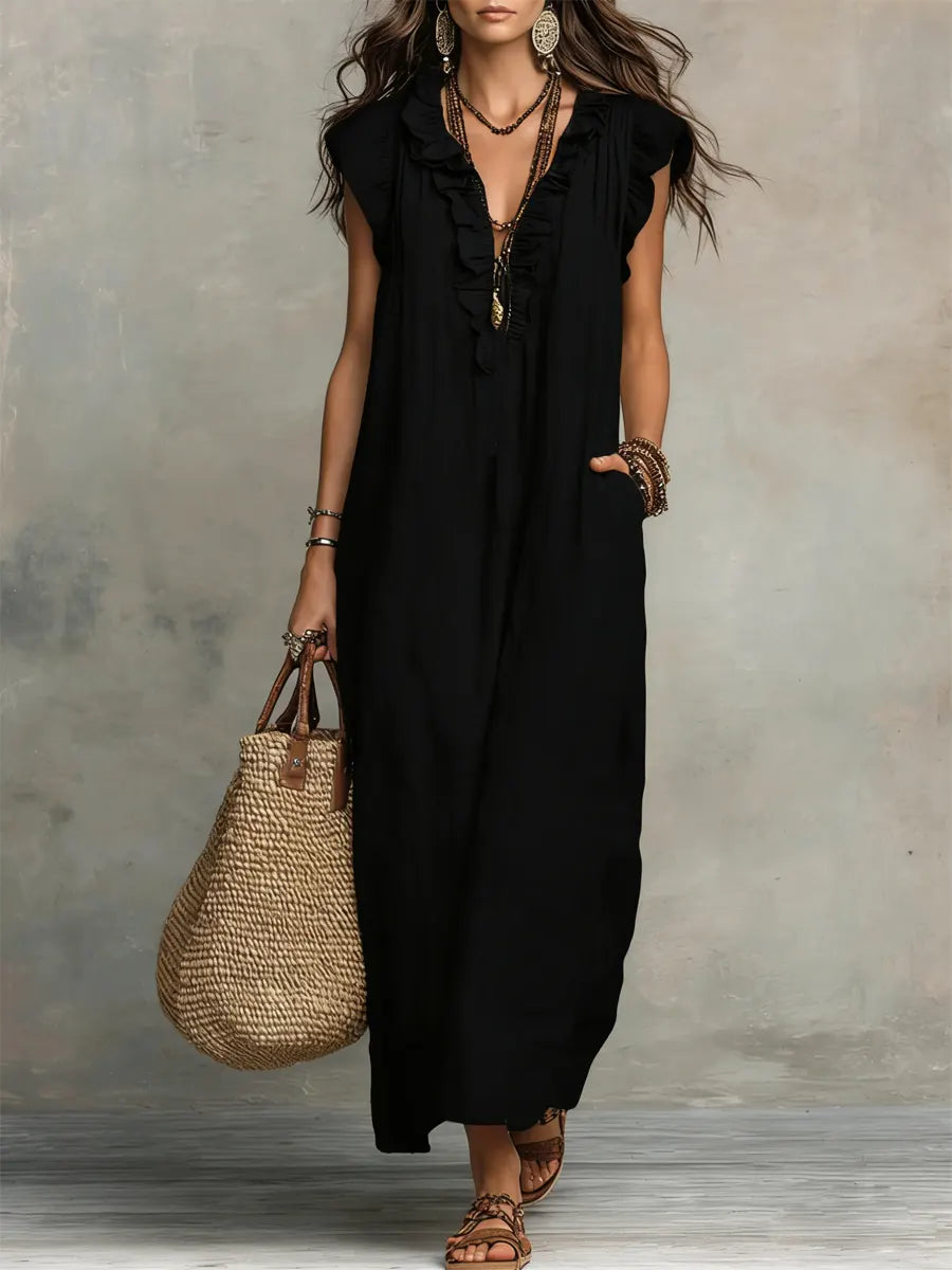 Noelia™ | Vestido Largo Bohemio de Lino y Algodón