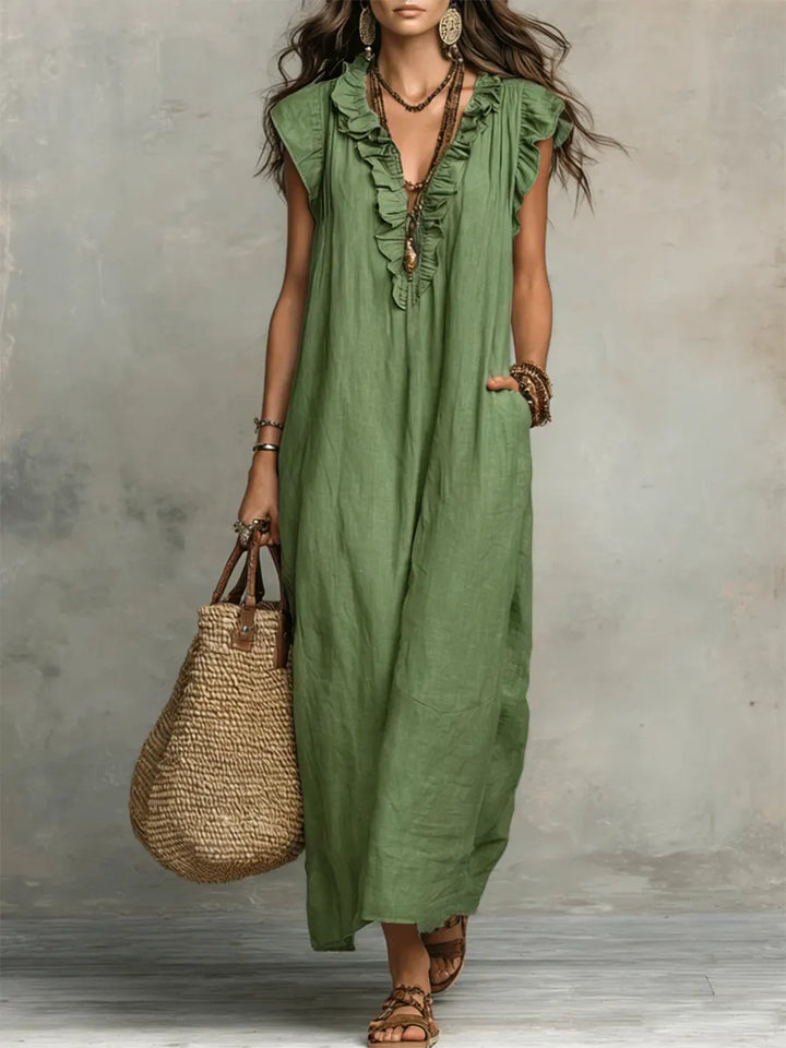Noelia™ | Vestido Largo Bohemio de Lino y Algodón