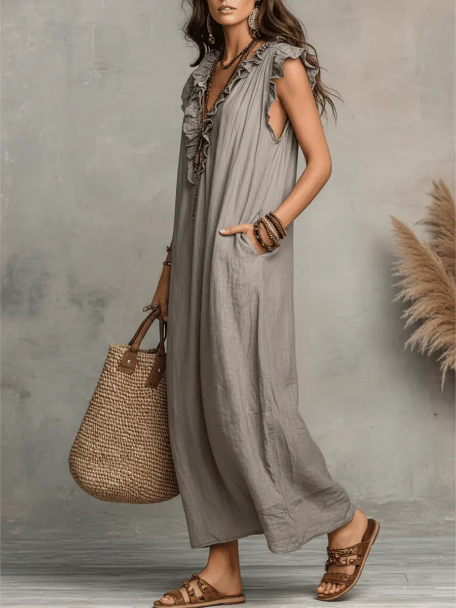 Noelia™ | Vestido Largo Bohemio de Lino y Algodón