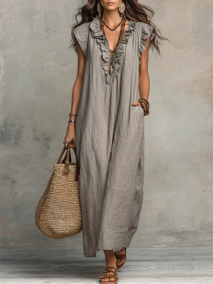 Noelia™ | Vestido Largo Bohemio de Lino y Algodón