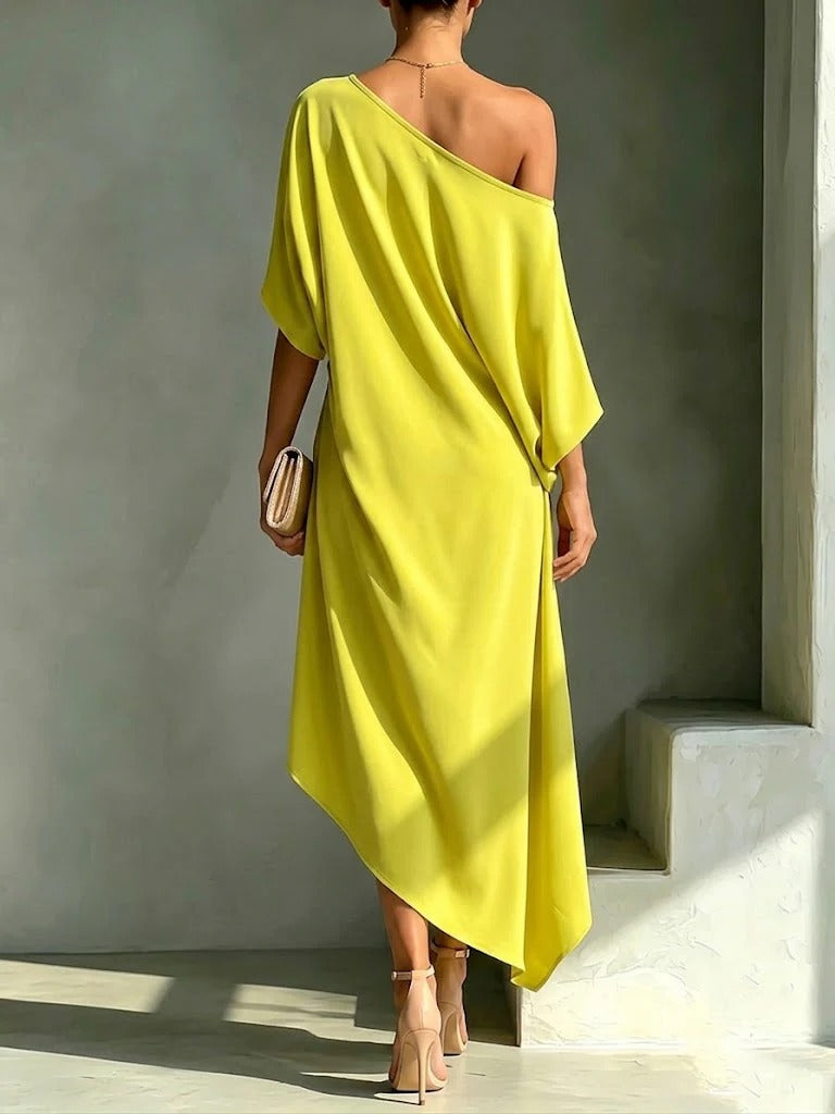 Camila™ | Vestido Fluido Asimétrico de Elegancia Atemporal